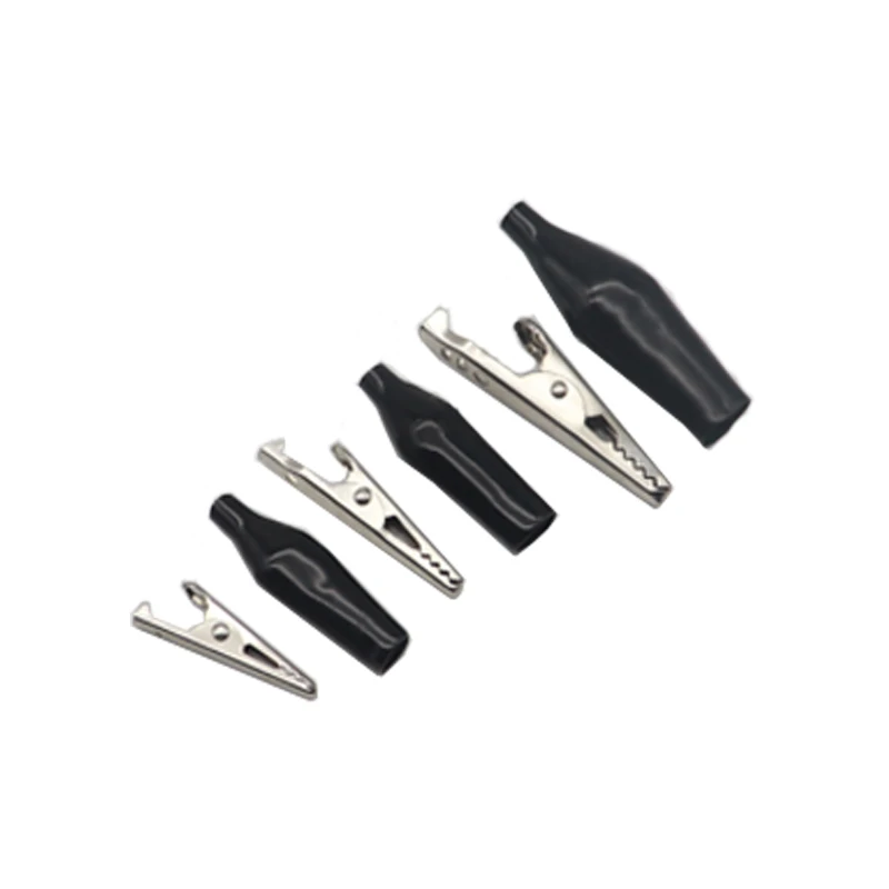 Metal Alligator Clip Crocodile Electrical Clamp Testing Probe Meter Black Red with Plastic 10PCS 28MM 35MM 45MM