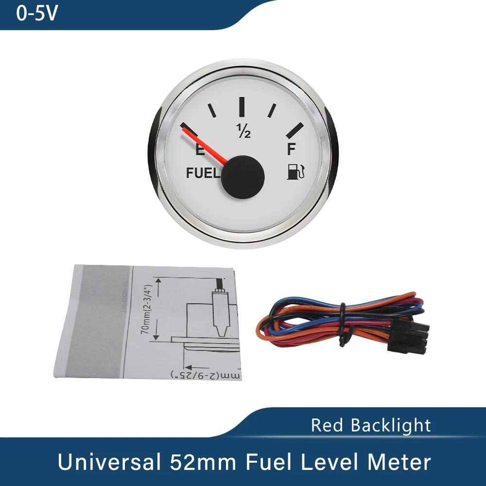 Indicatore Livello Carburante KAOLALI 52mm Per Auto, Barche E Moto - Display E-1/2-F Con Sfondo Rosso - Foto 5
