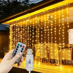 Fairy Lights USB Curtain LED String Lights for Festive Home Decoration (Warm Light)