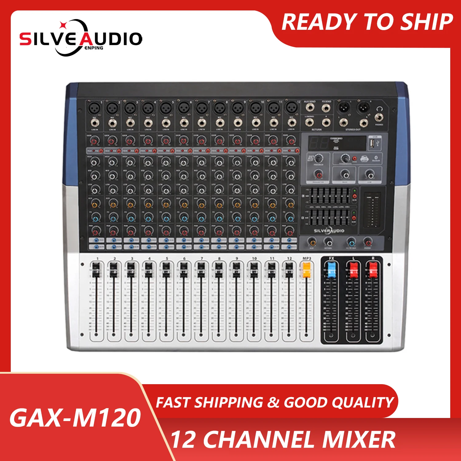 GAX-M120 고품질 12 채널 믹서, SD USB 가라오케 콘솔, 무선 BT