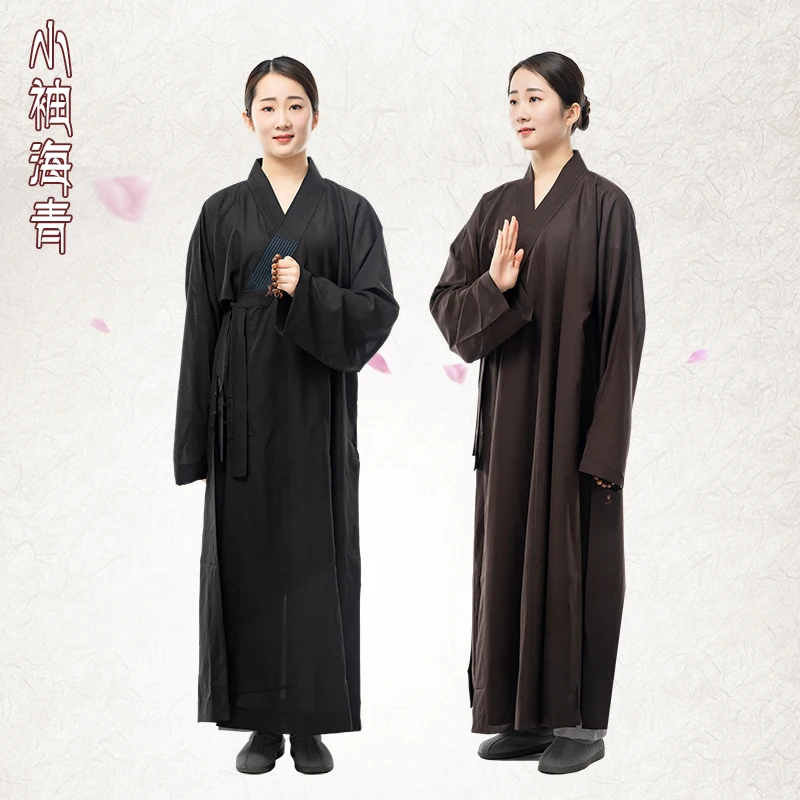 Adult Women Men Monks Robe & Gown for Buddhist Clothes Black Coffee Meditation Clothes Buddist Robes