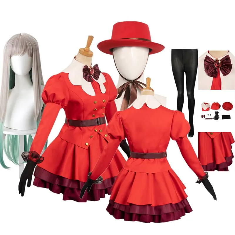 

Yashiro Nene Cosplay Toilet-Bound Hanako-kun Costume Women Red Dress Hat Halloween Carnival Party Ghost Hotel Disguise Outifts