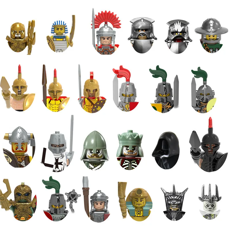 Singolo Film Medievale Cavalieri Uruk Hai Foot Df Orcs Figure Accessori Per La Testa Building Blocks Toys Series