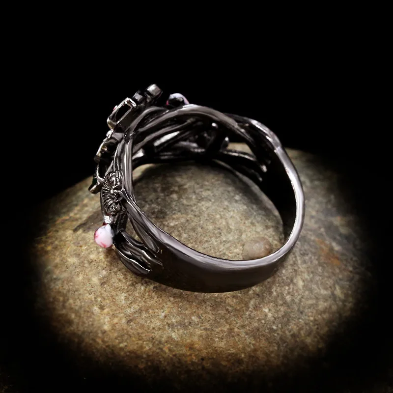 Silver Ring silver ring wedding rings silver rings rose flower ring Exquisite Women's Jewelry Red Flower 925 Silver Ring Creative Elegant Women's Jewelry Attend Banquet Wedding Ring