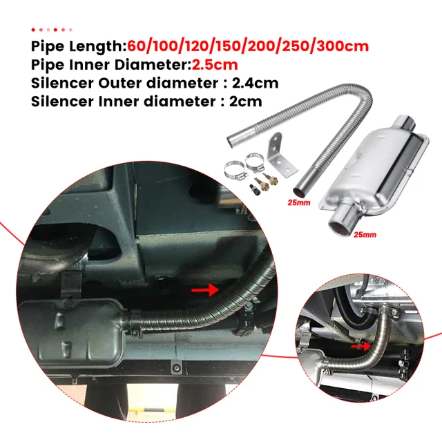 300cm Stainless Steel Exhaust Pipe W/Silencer For Car Parking Air Diesel  Heater - AliExpress