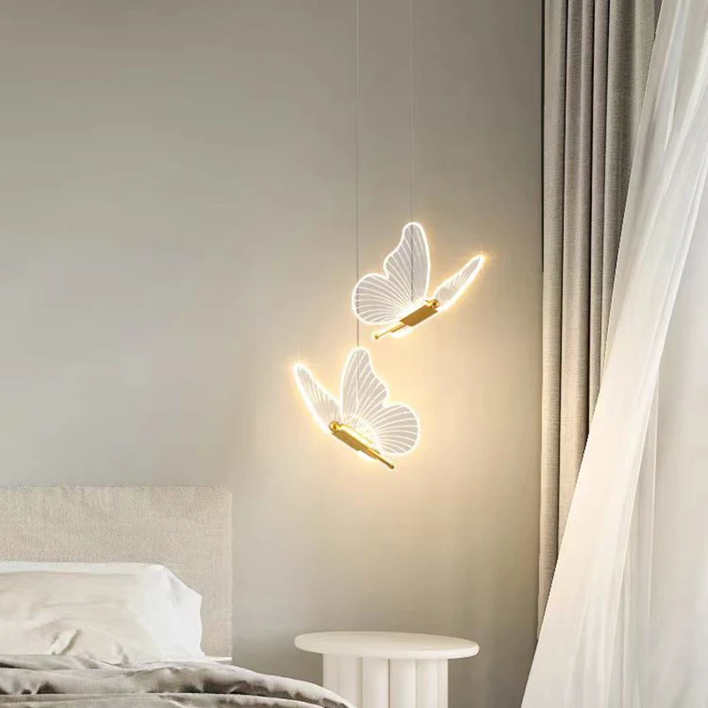 

Gold Butterfly LED Hanging lamp Nordic Bedroom bedside Pendant lamp Modern Home Living Room Decor Luminaires