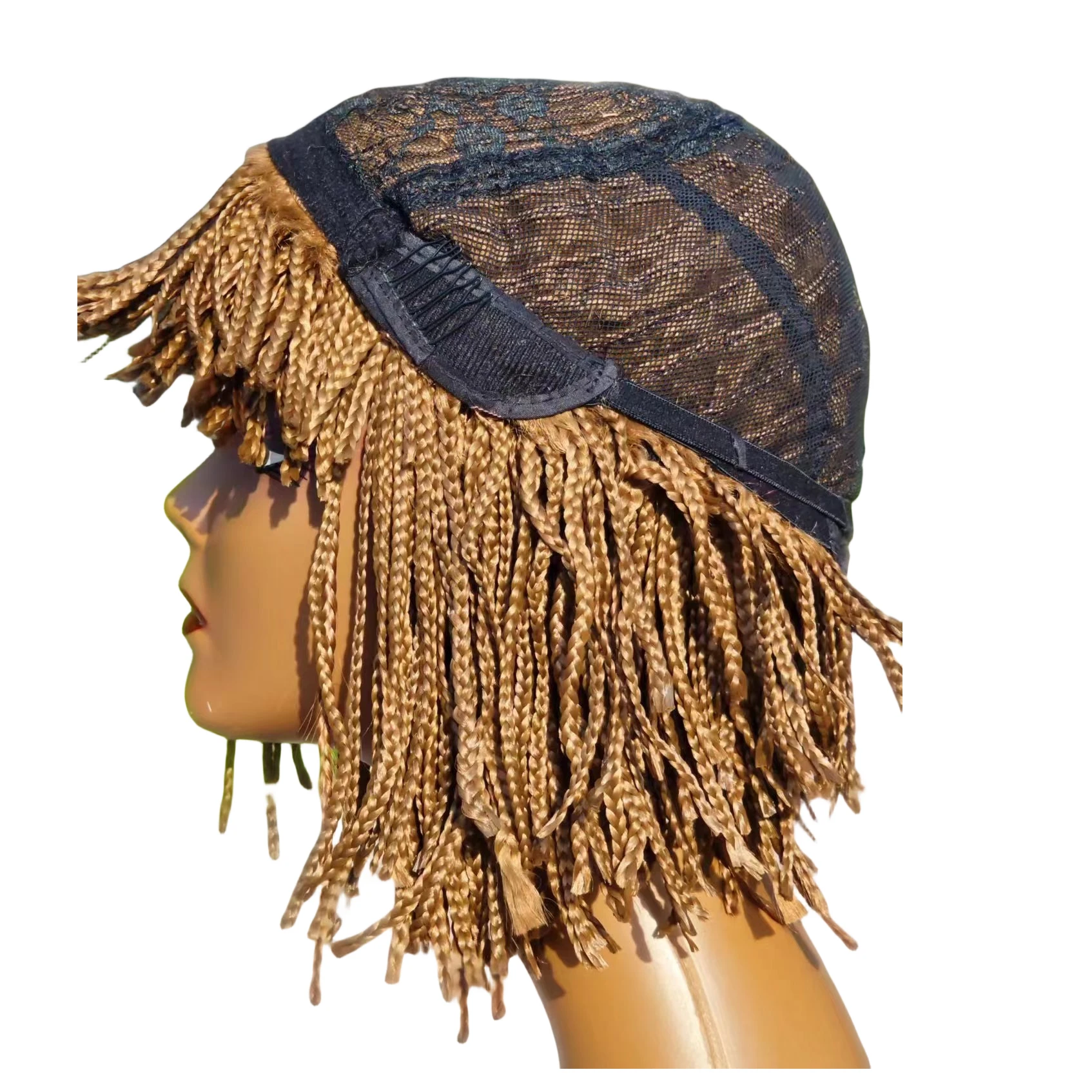 Box Braided Wigs Chemical Fiber Braid Wig Female Short Curly Hair Box Rose Net Headgear Hand Weaving Synthetic Wig