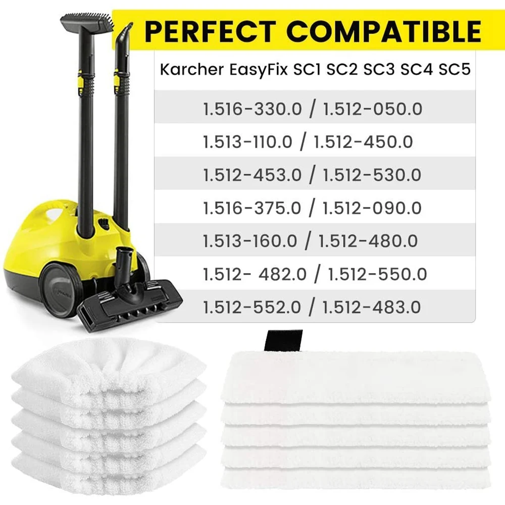 Panno Lavabile (4 Per Ugelli Da Pavimento + 4 Per Ugelli Manuali) Per Detergenti A Vapore Karcher Easyfix Sc2,Sc3,Sc4,Sc5