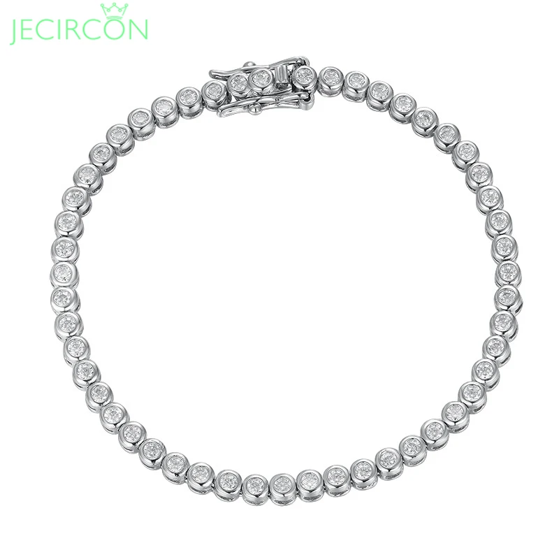 

JECIRCON Moissanite Bracelet for Women Single 0.03 Carat Simple Trendy People Full of Diamonds 925 Sterling Silver Hand Jewelry