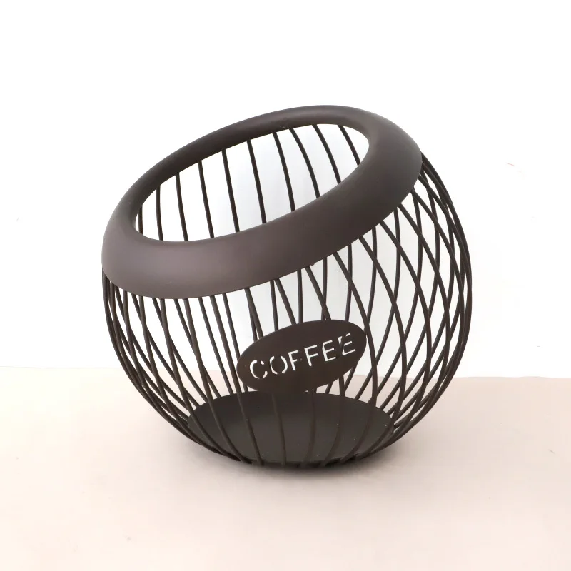 Coffee Pod Metal Holder Large Capacity Ball Shaped Holder Storage Basket Fruit Plate Drain Basket Home Kitchen Storage Basket