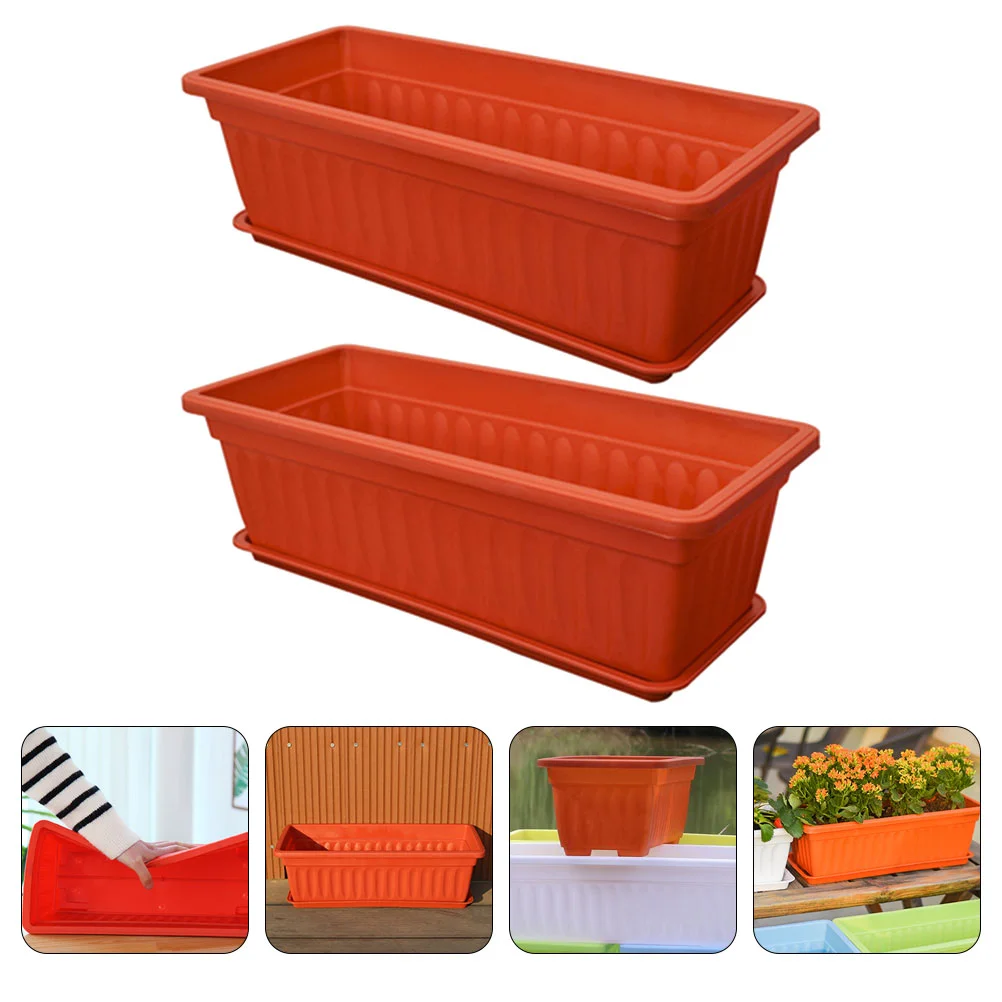 

Window Box Succulent Planters Pot 2Pcs Plastic Vegetable Flower Succulent Planters Pot Box Rectangular Succulent Succulent