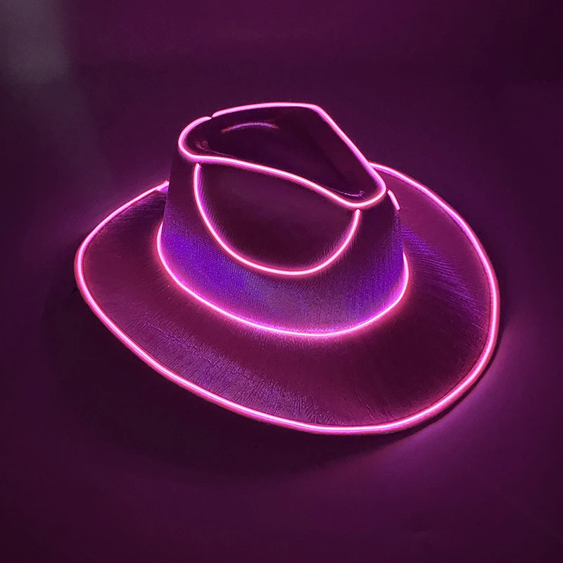 Wireless Disco Luminous Led Bride Cowgirl Hat Glowing Light Bar Cap Bachelorette Party Supplies Flashing Neon Western Cowboy Hat