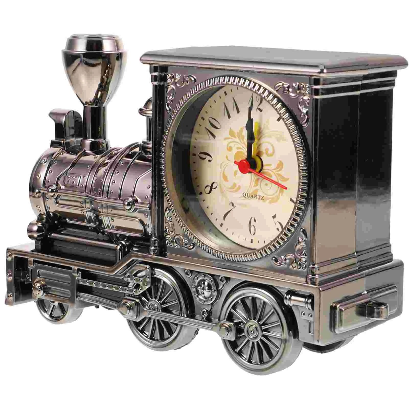 

Railway Engine Alarm Clock Creative Desktop Ornaments for Bedroom Livingroom (Black)