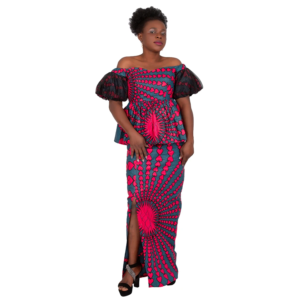 2 Pieces Set African Outfits for Women African Print Off Shoulder Tops and Long Skirts Women African Clothes 5XL 6XL WY8555