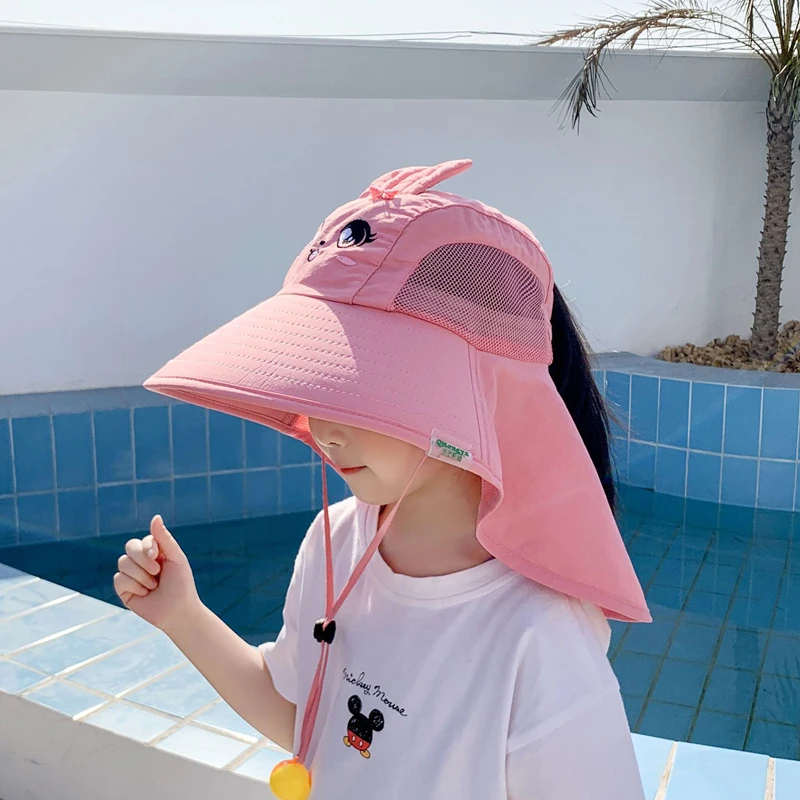 Summer Kids Breathable Uv Sun Protection Beach Hat With Neck Flap Play Hat Children Panama Sun Hats Cartoon Fisherman Caps Kids Hats Caps Aliexpress