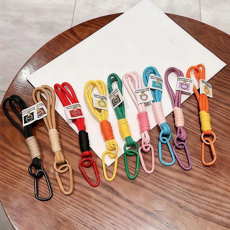 Creative Iridescent Braid Rope Keychain Carabiner Key Ring For Bag Pendant Accessorie Hanging Cord DIY Jewelry Making