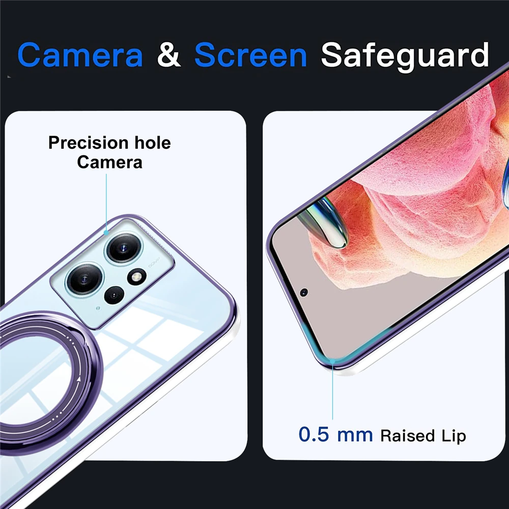 Magnetic Car Holder Stand Clear Phone Case For Xiaomi Redmi Note 12 11 11S Mi 12T 13 Lite 11T Poco X5 X4 Pro_voghion.com