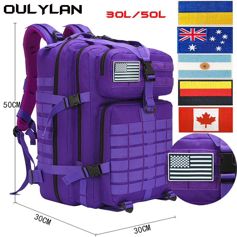 

OULYLAN 30L/50L Large Capacity Army Military Tactical Backpack 3P Softback Waterproof Bug Rucksack Hiking Camping Hunting Bags