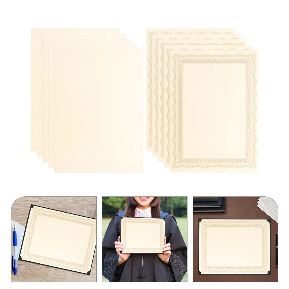 10Pcs 인증서 용지 A4 공백 졸업장 용지 시상식 학교 졸업 학업 인정 인증서 인쇄 가능