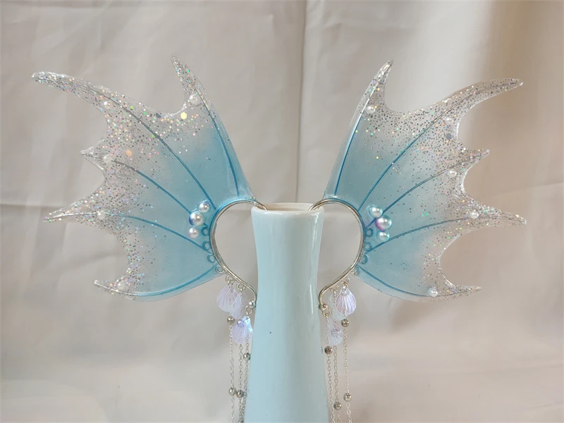 

New Hand Made Work Mermaid Princess Elf Earrings Shell Cosplay Prop Costume Accessories For Game Party Anime Custom Made