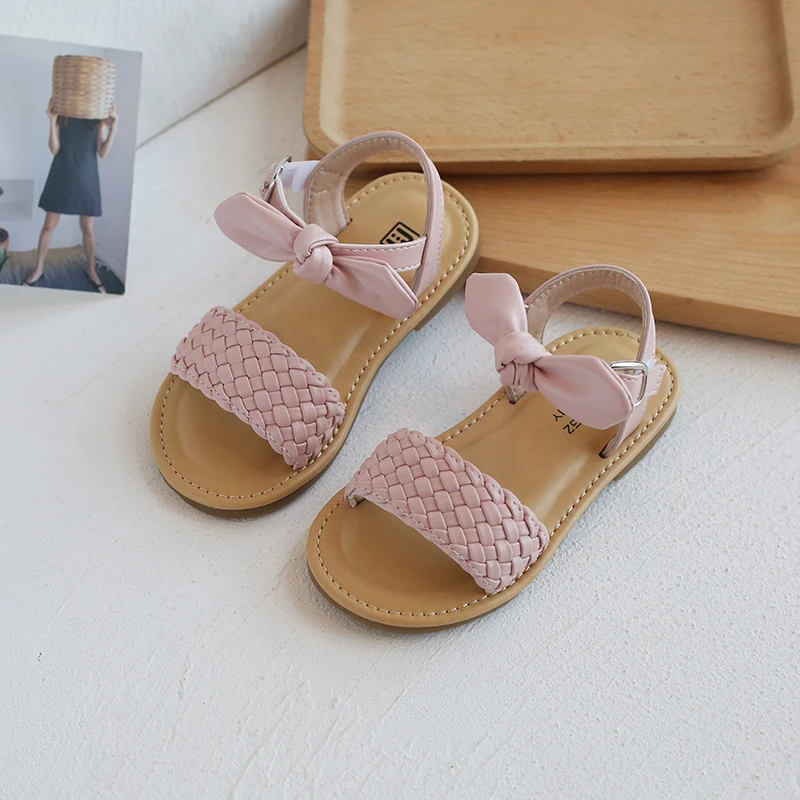 Sandalias niñas y bebés, zapatos de abierta, fondo suave, sandalias de para niños, zapatos planos de Princesa con pajarita de verano| | - AliExpress