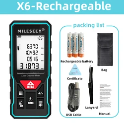 Mileseey Digital Laser Distance Meter and Tape Measure - 100m (X6 - Rechargeable)