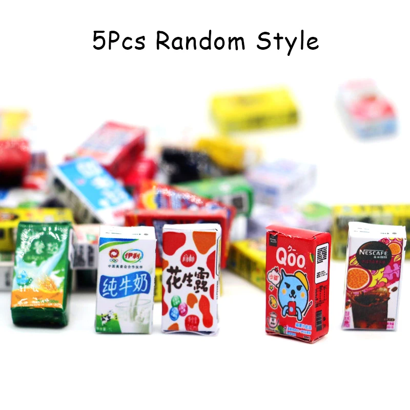 

5Pcs 1:12 Miniature Dollhouse Food Milk Diy Home Mini Decoration Supply Simulation Kitchen Accessories Ornament