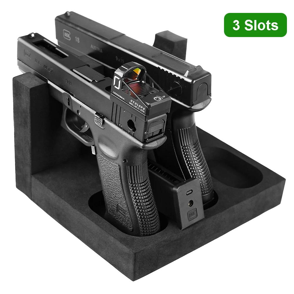 6-Handgun Pistol Rack Organizer - Black Gun Safe Accessory For Handgun Storage