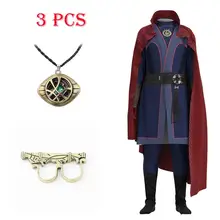  Doctor Strange Cosplay Costume Necklace Ring Steve Red Cloak Robe Halloween Carnival Suit For Kids and Adult Party Costume 