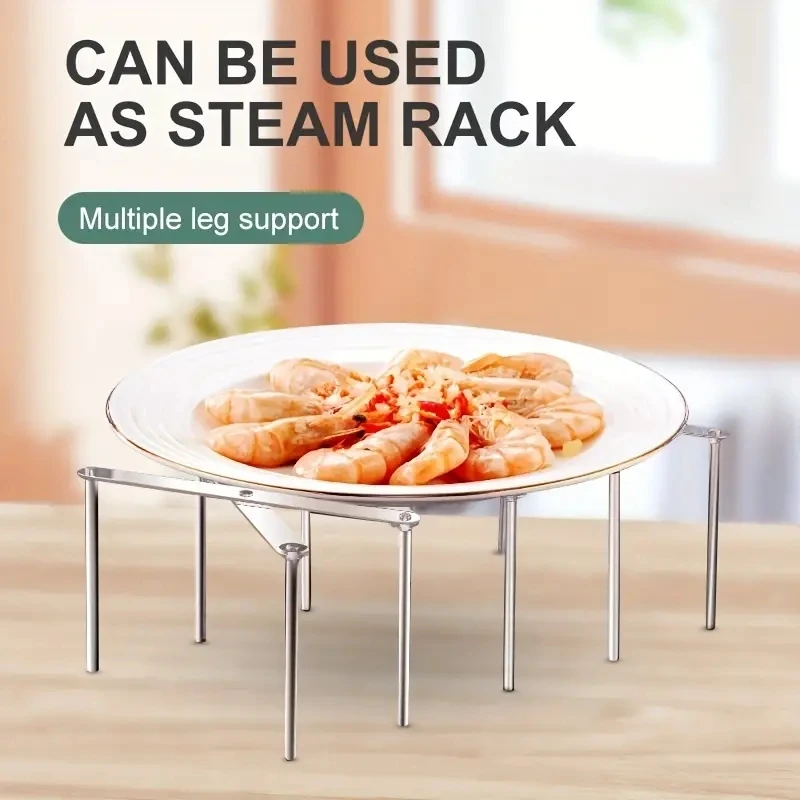 2Pcs Stainless Steel Steaming Rack Foldable Leg Steaming Rack Steam Rack  Cooking Pot Accessory