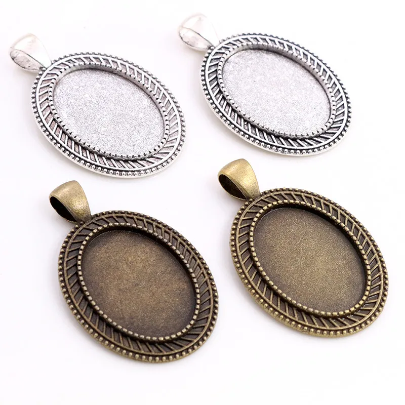 10 stücke 18x25mm Innere Größe Antike Silber Bronze Überzogen Vintage Style Cameo Cabochon Basis Einstellung Anhänger halskette erkenntnisse