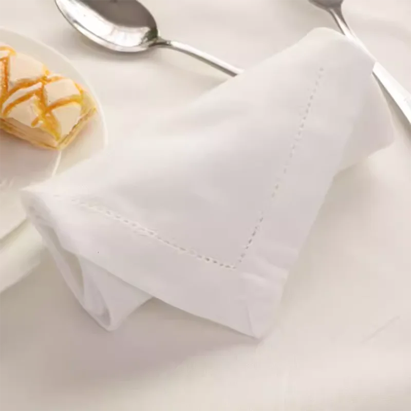 Linen natural tablecloth, white cotton tablecloth, restaurant napkin set, table decoration 6-piece set
