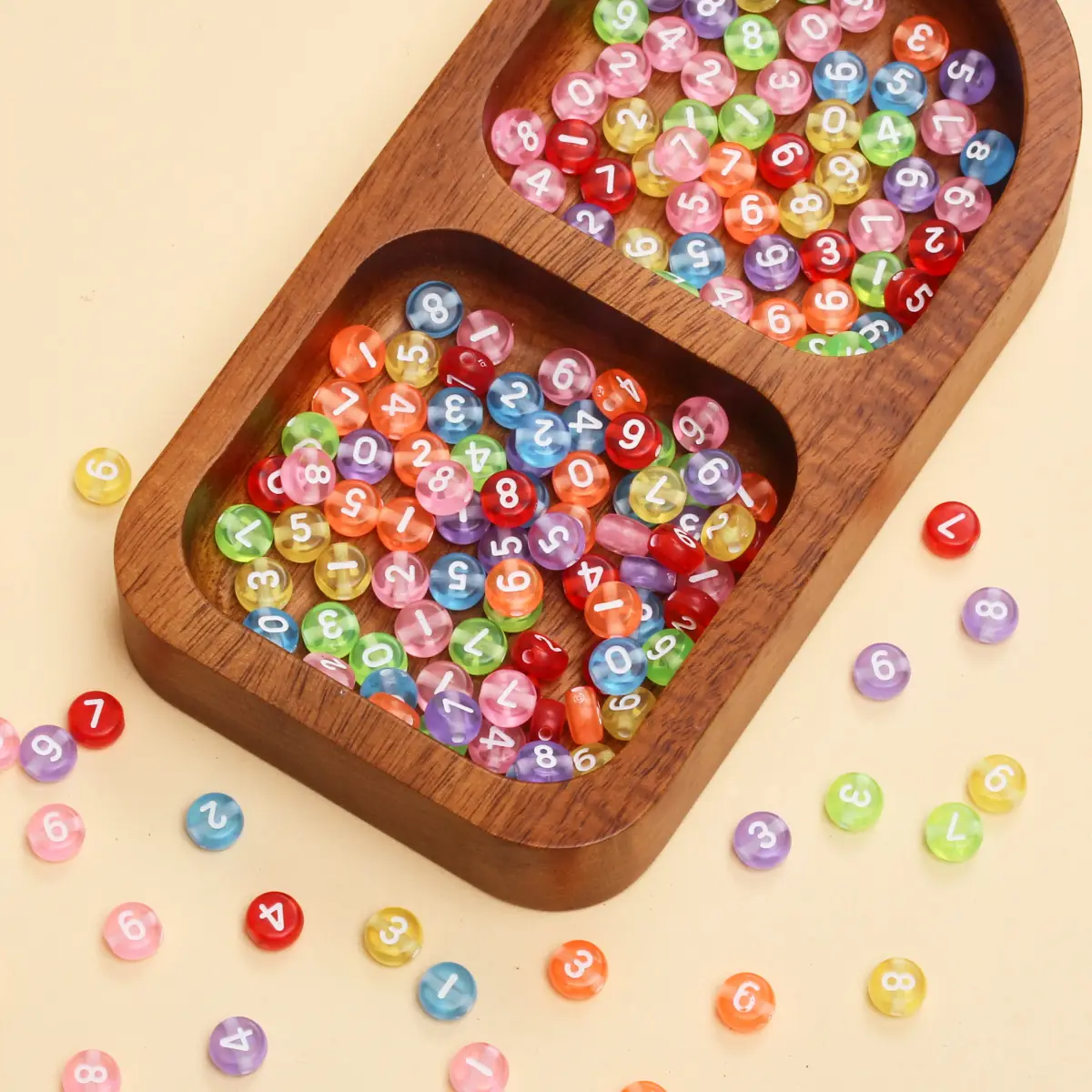 

100Pcs 6.5mm Circular Acrylic Digital Beads For Jewelry Making DIY Fashionable Necklaces Bracelet Accessories Handicrafts
