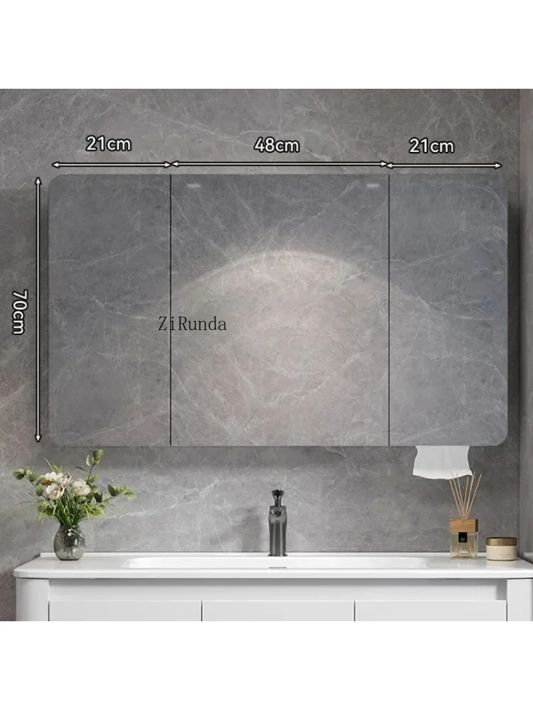 Smart Bathroom Mirror Cabinet Wall-mounted Arc-shaped Storage Cabinet Simple Bathroom Furniture Armario