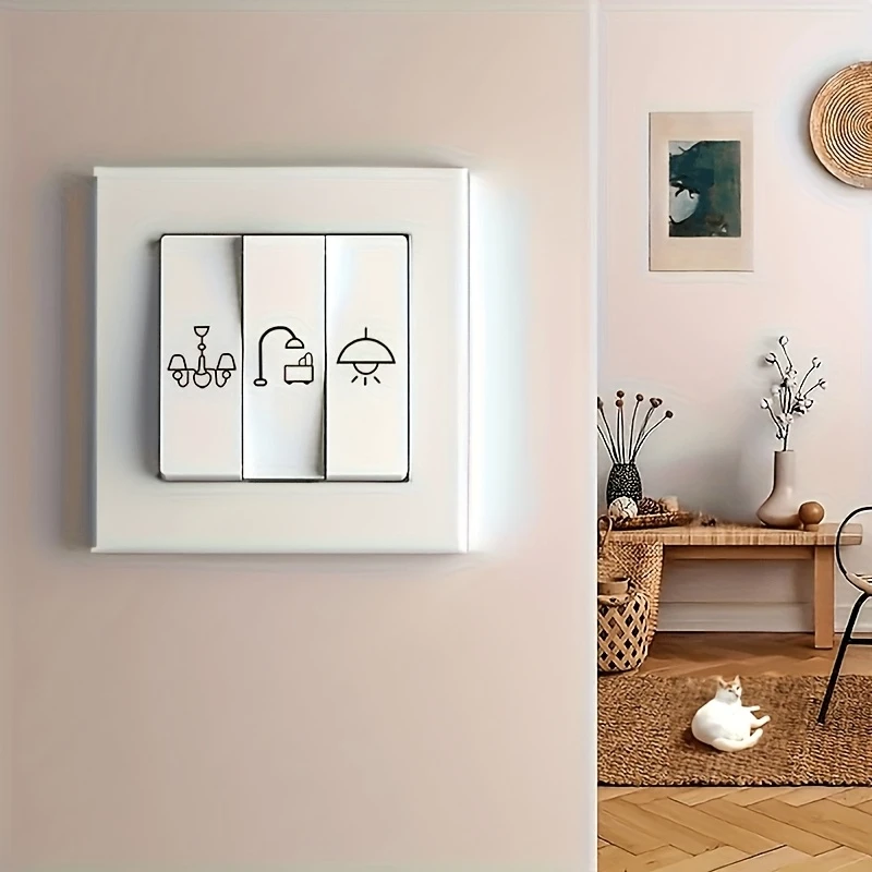 3 set di etichette adesive trasparenti per interruttori della luce trasparenti Etichette per pannelli interruttori impermeabili per la cucina della camera da letto dell'ufficio domestico - immagine 2