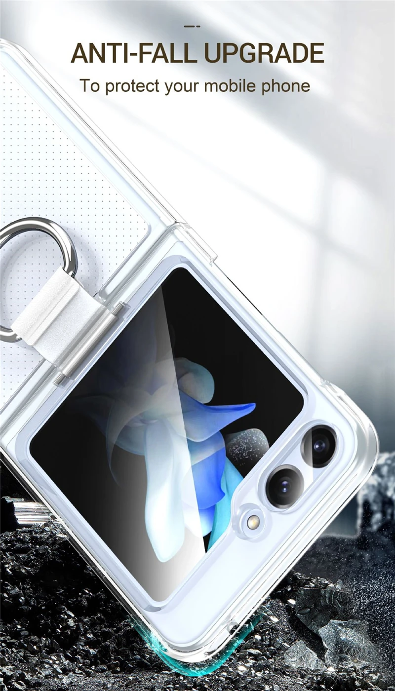 Fashion Phone Case With Ring And Silk Lanyard For Galaxy Z Flip_voghion.com