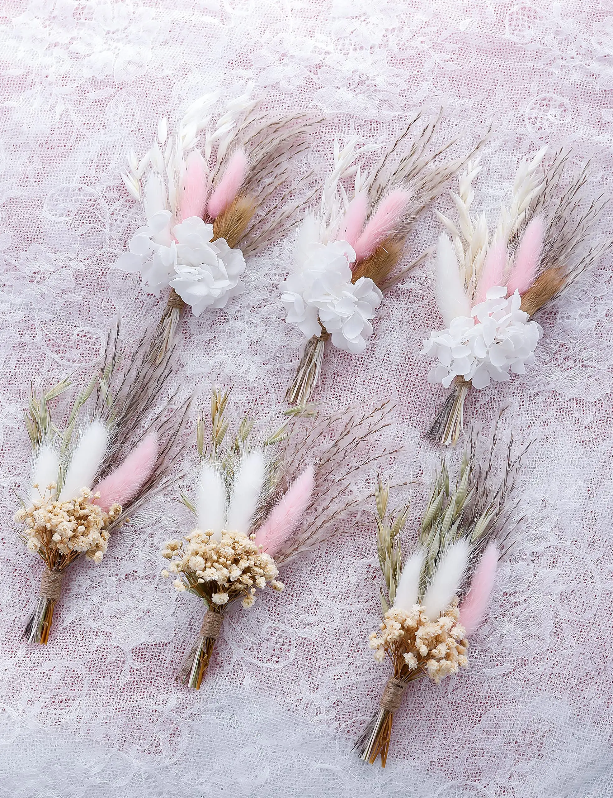 6pcs Mini Dried Flower Bouquet for Bohemian Wedding Dried Flowers for
