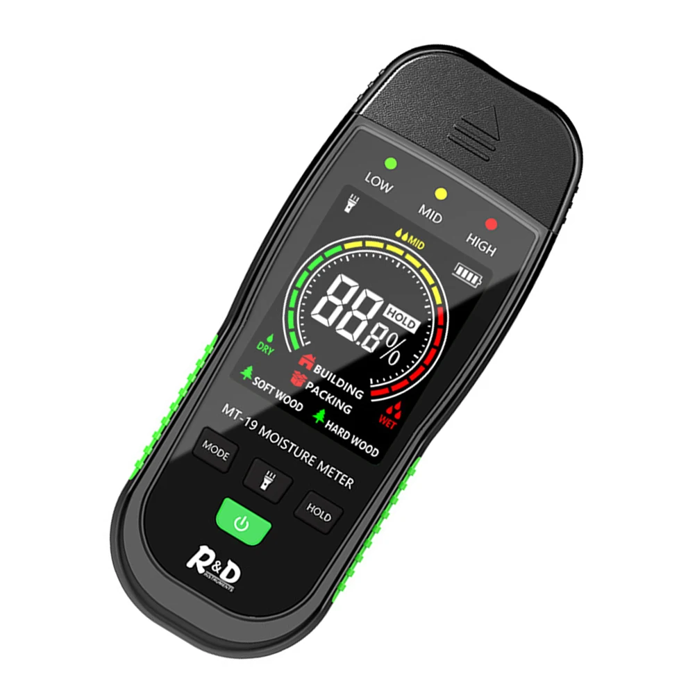 Digital 2 Pins Moisture Meter Backlit LCD Screen Concrete Brick Detector Portable Damp Meter For Walls Firewood Drywall Concrete