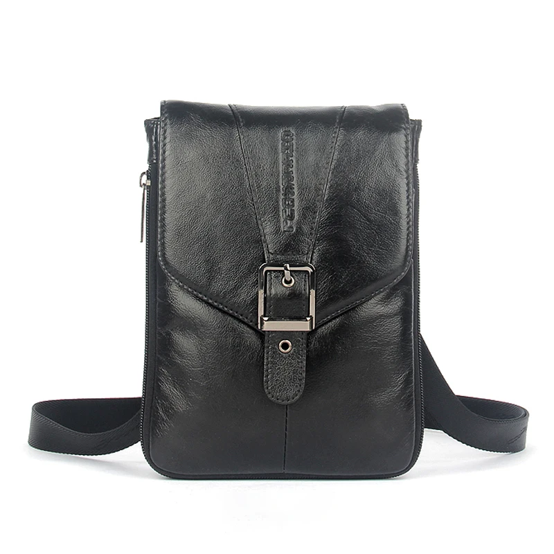 

Genuine Leather Small Messenger Shoulder Cross Body Bag For Men Cell Mobile Phone Case Male Fanny Waist Pack Hook Belt Bag