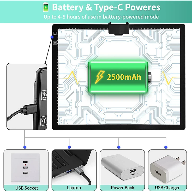 A3 Light Pad Wireless Battery Powered Light Box Rechargable Light pad for  Tracing Diamond Painting, Sketching X-ray - AliExpress