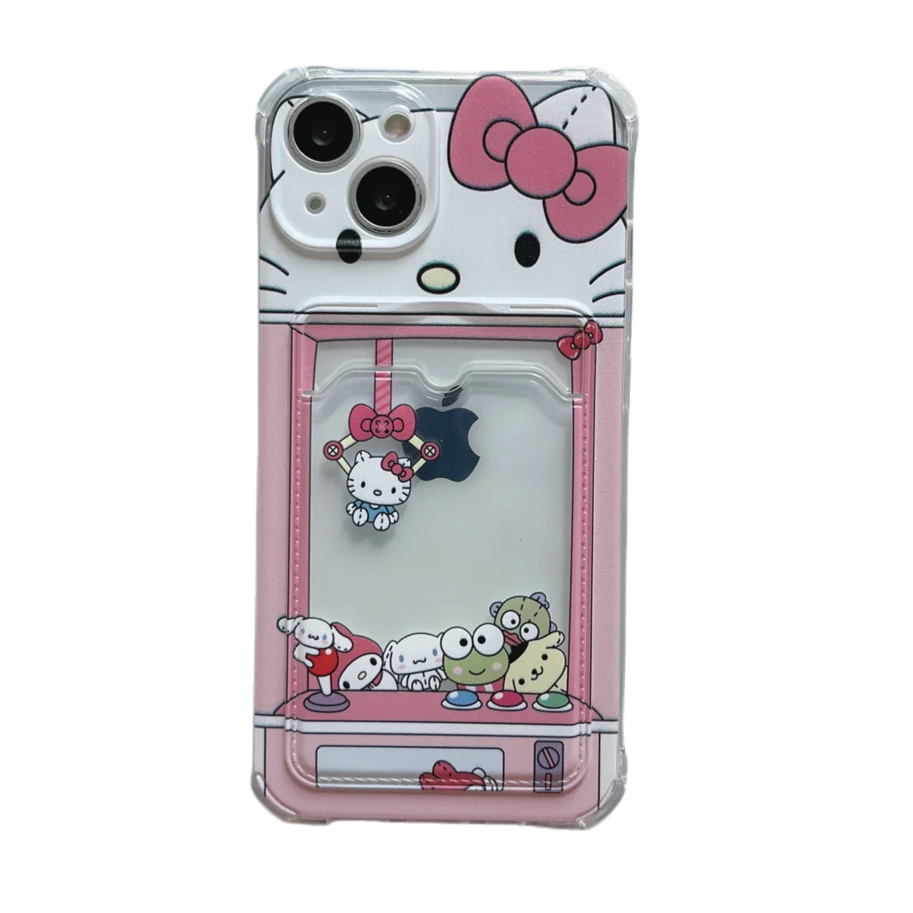 thumbnail image 1 of Funda rosa con tarjetero para iPhone, carcasa con dibujo de Hello Kitty, Little Twin Stars, para modelos 14, 13 Pro Max, 12, 11, XR, XS, X, 7, 8 Plus, 1 of 5