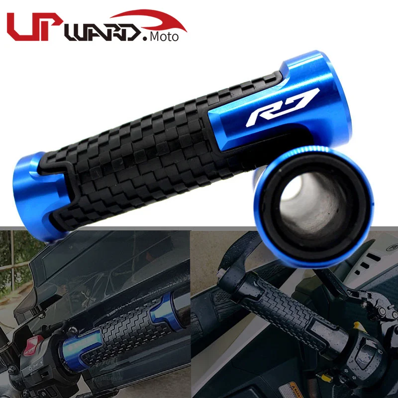 Universale 7/8 "22Mm Moto Alluminio Gomma Antiscivolo Manubrio Per Yamaha Yzf R7 2021 2022 Yzfr7 Yzf-R7 Manopole Manubrio