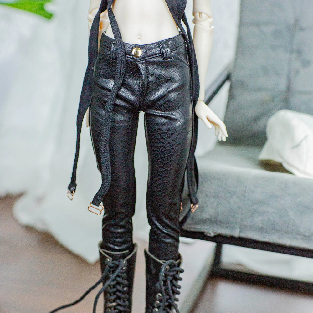 

D08-P031 children handmade toy 1/3 1/4 ID75 uncle POPO68 doll BJD/SD doll's clothes cool skinny leather pants 1pcs