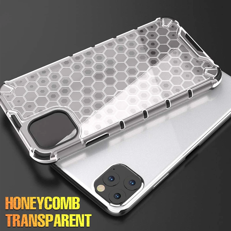 Airbag Honeycomb Shockproof Armor Case For iPhone 14 Plus 13 12 11 Pro Max Mini Xr X XS Luxury Silicone Bumper Transparent Cover