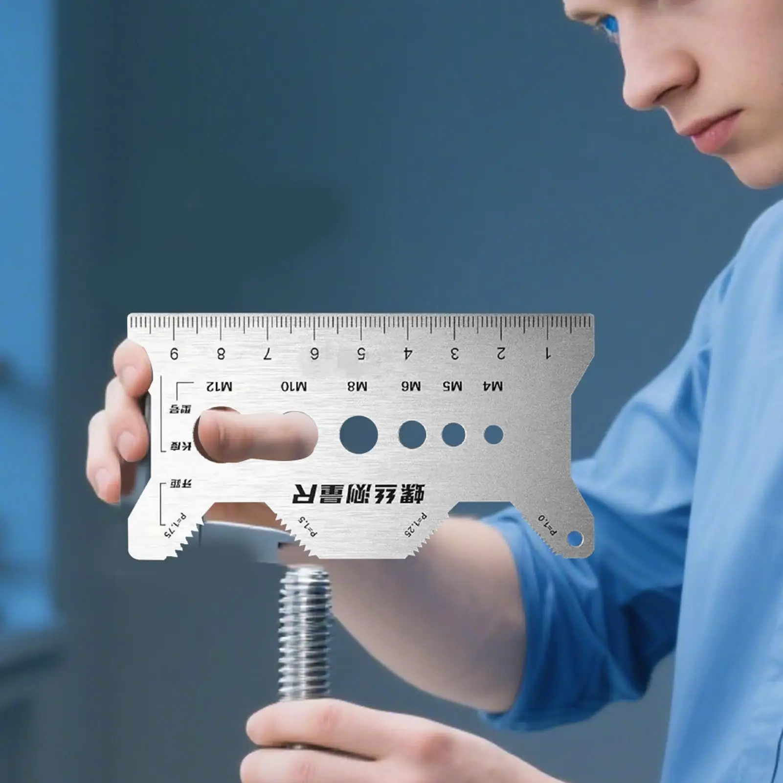 Bolt Measuring Tool Bolt Thread Stainless Steel Sizer Portable Double-Sided Screw Gauge for Layout Repair Jewelry Woodworking