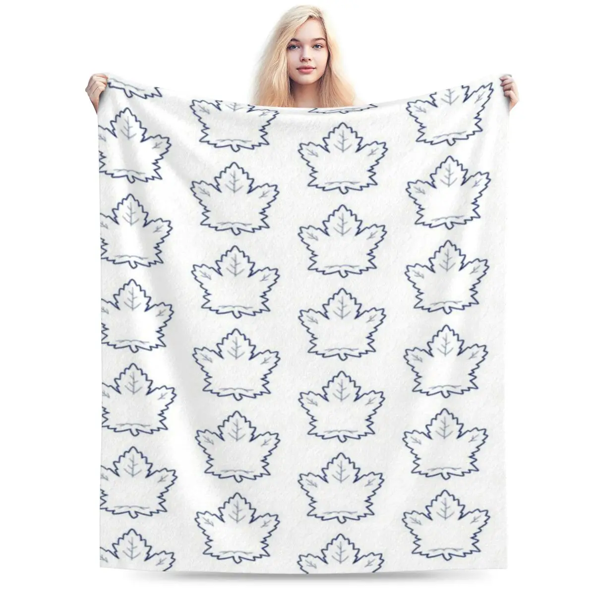 Leafs Leafs Leafs - Blue Una Coperta In Micro Pile Ultra-Morbida