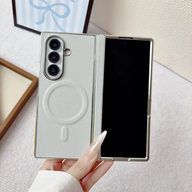 Luxury Magnetic Electroplated Ultra-Thin Non-Slip PU Leather Phone Case