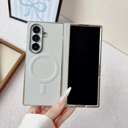 Luxury Magnetic Electroplated Ultra - Thin Non - Slip PU Leather Phone Case for Galaxy Z Fold 8 Ultra (Grey)