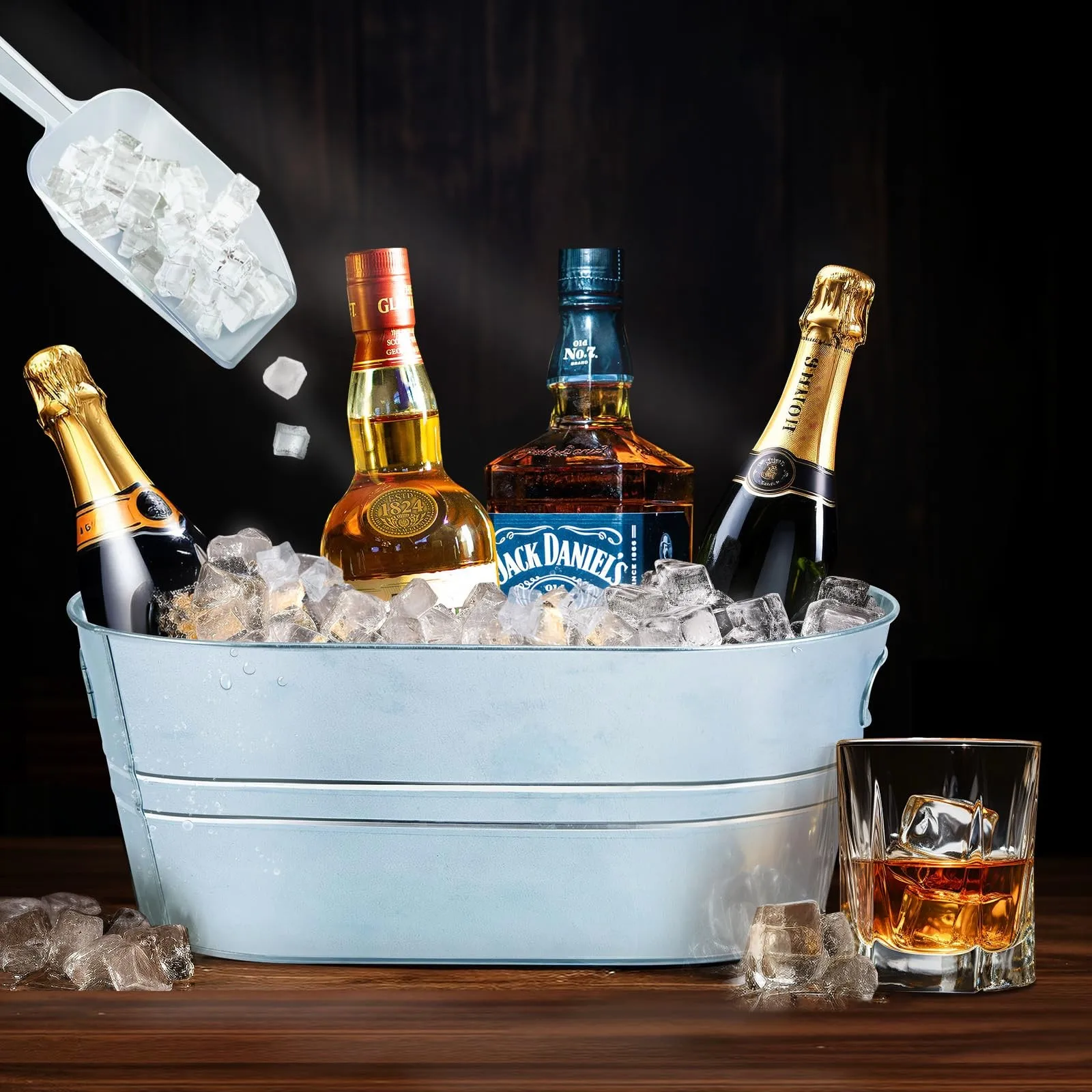 Galvanized Metal Ice Buckets 4 Gallon Large Ice Buckets For Parties Wine Beverage Tub With Carry Handle For Coolings Supplies