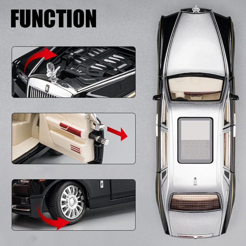 1:24 Rolls Royce Phantom Mansory Alloy Car Diecasts & Toy Vehicles Car Model Sound and light Pull back Car Toys For Kids Gifts 3